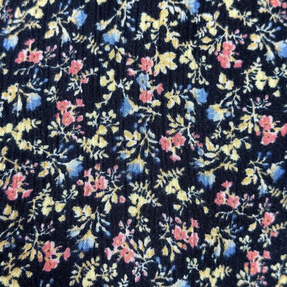 Liz Claiborne Button Up Shirt Womens 18W Blue Ditsy Floral Gauze Cottage Boho - Picture 2 of 9